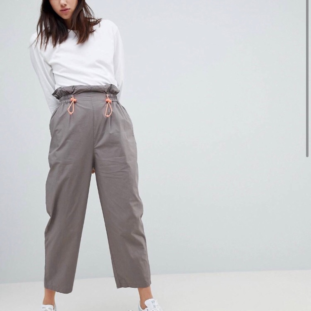 High Waist Cotton Utility Pants